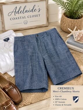 Daniel Cremieux Navy Textured Linen-Blend Cargo Shorts